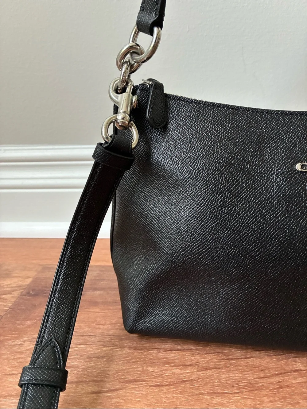 Coach Lewis Leather Crossbody Shoulder Bag, Black / Silver, 80058